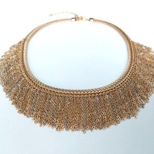 Gold Choker Necklace Fringe